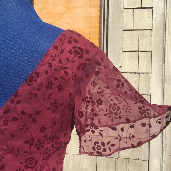 Sheer and floral velour teared vintage dress 8 - Picture 3 of 8